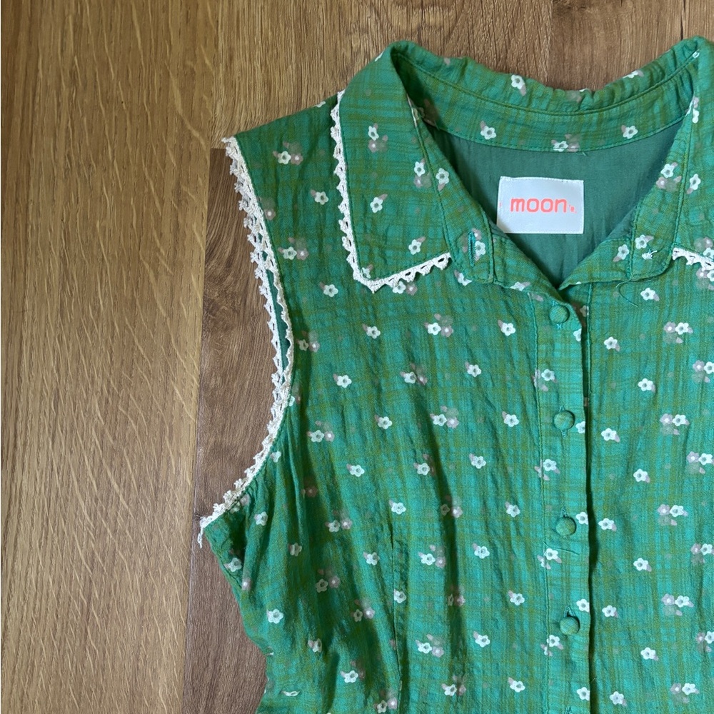 Green Floral Sleeveless Dress